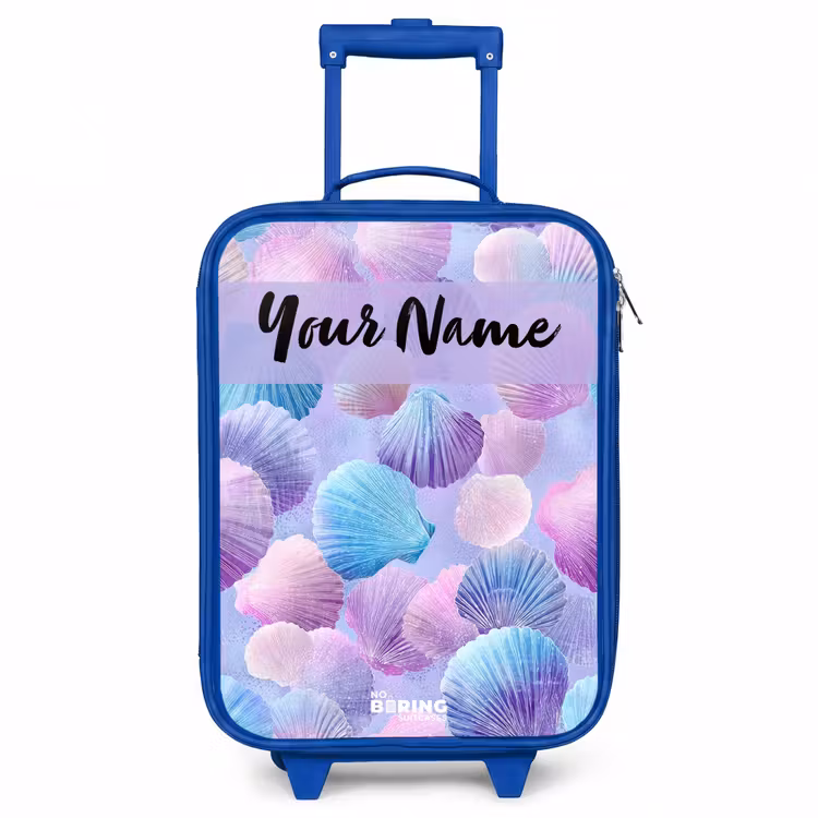 Schelpen - Paars - Blauw - Patroon Kinderkoffer - Blauw klein -3d
