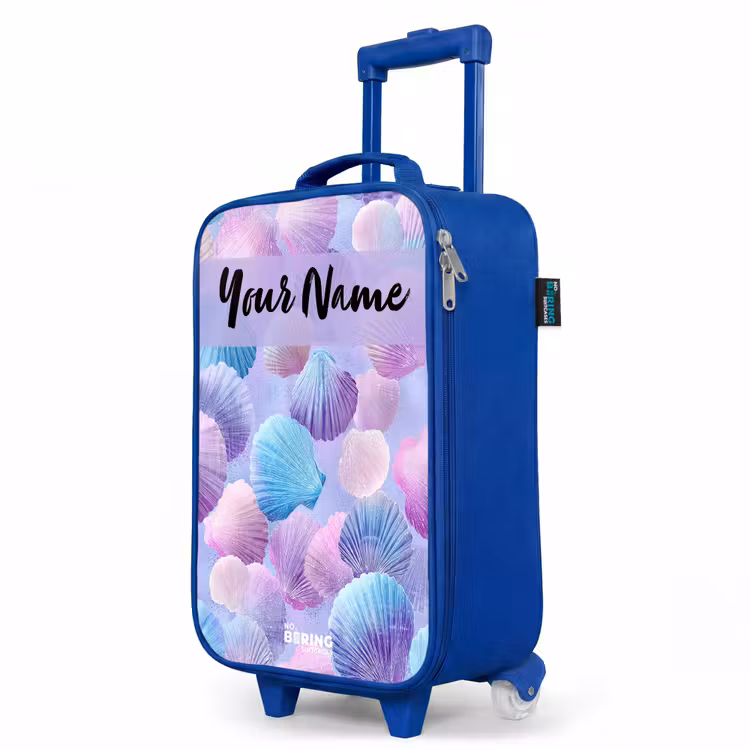 Schelpen - Paars - Blauw - Patroon Kinderkoffer - Blauw klein -productfoto_schuin