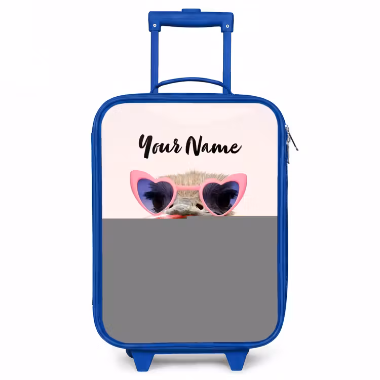 Sierk Struisvogel Roze Kinderkoffer - Blauw klein -3d