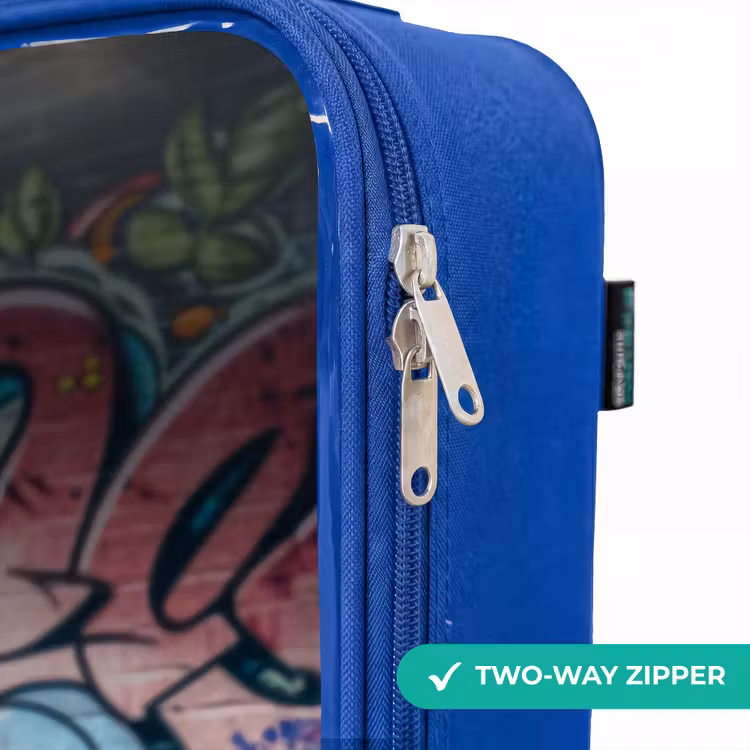 Skater schildpad Kinderkoffer - Blauw klein -rits_EN