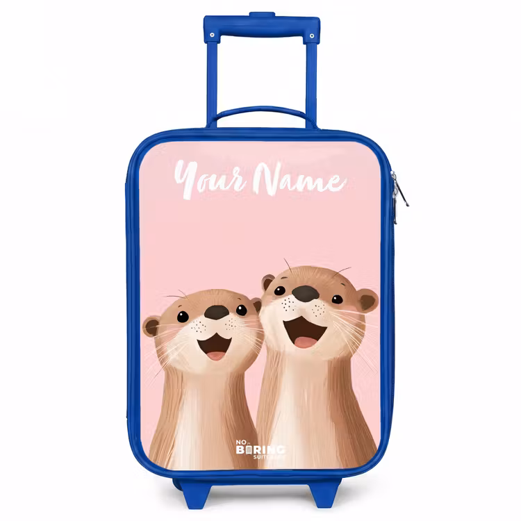 Glimlach - Otters - Roze - Illustratie Kinderkoffer - Blauw klein -3d