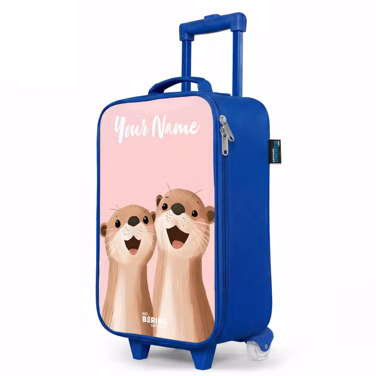 Glimlach - Otters - Roze - Illustratie Kinderkoffer - Blauw klein -productfoto_schuin
