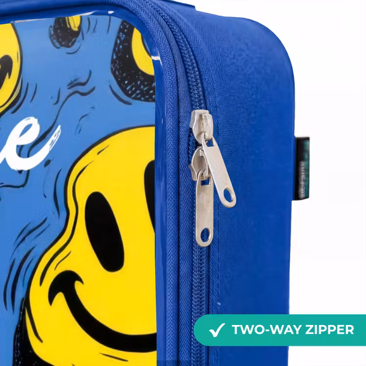 Smiley - Blauw - Geel Kinderkoffer - Blauw klein -rits_EN