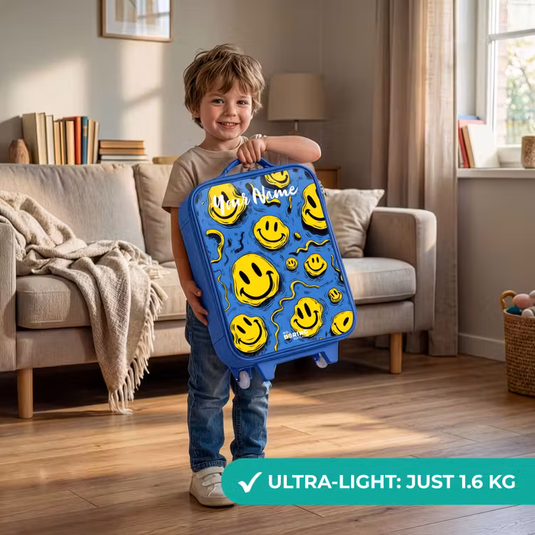 Smiley - Blauw - Geel Kinderkoffer - Blauw klein -sfeer2_EN