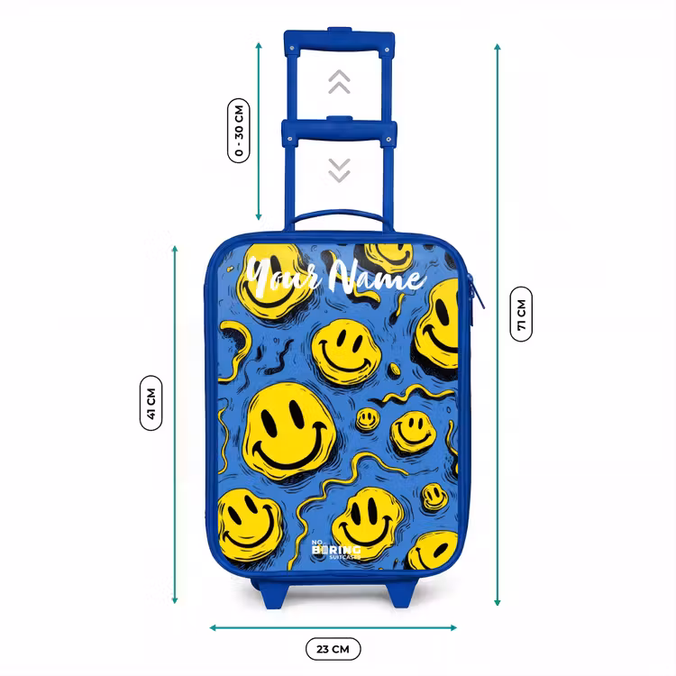 Smiley - Blauw - Geel Kinderkoffer - Blauw klein -productfoto_formaten