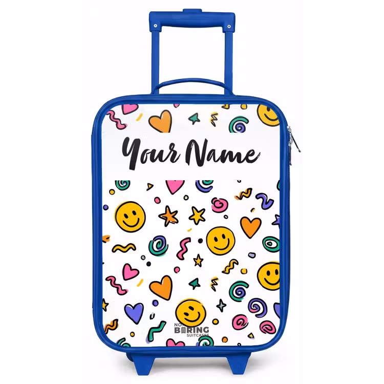 Smiley - Hartje - Ster Kinderkoffer - Blauw klein -zz3dotto