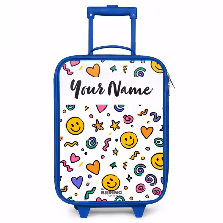 Smiley - Hartje - Ster Kinderkoffer - Blauw klein -3d