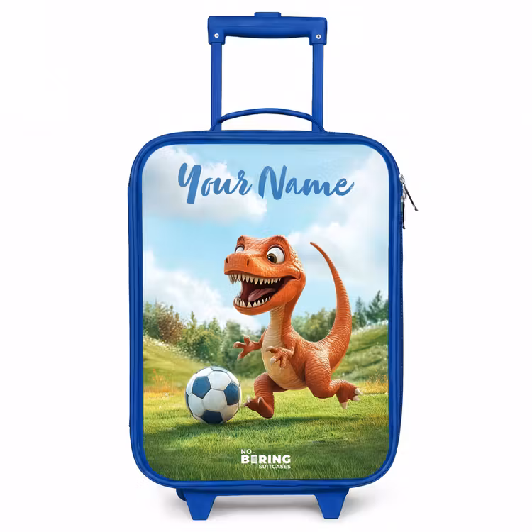 Voetbal - Dino - Sport Kinderkoffer - Blauw klein -3d