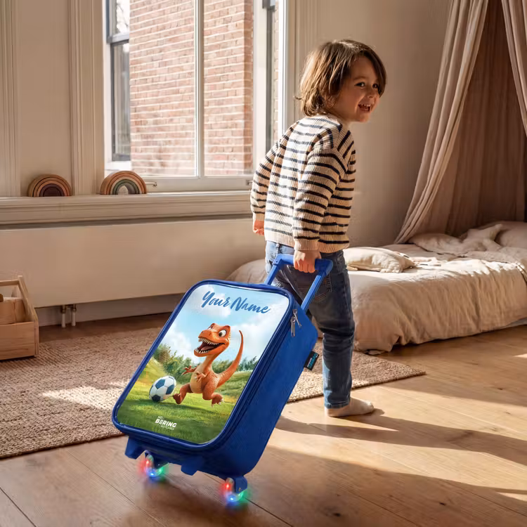 Voetbal - Dino - Sport Kinderkoffer - Blauw klein -sfeer1