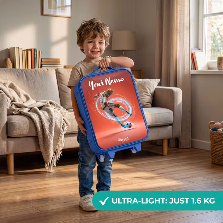 Voetballer - Bal - Lichtcirkel - Rood Kinderkoffer - Blauw klein -sfeer2_EN