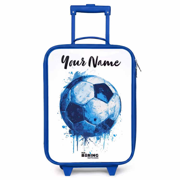 Voetbalvibes - Inktspatten - Blauw Kinderkoffer - Blauw klein -3d