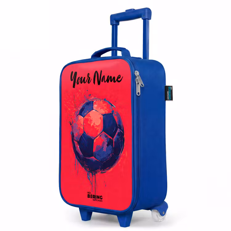 Voetbalvibes - Verf - Blauw - Rood Kinderkoffer - Blauw klein -productfoto_schuin