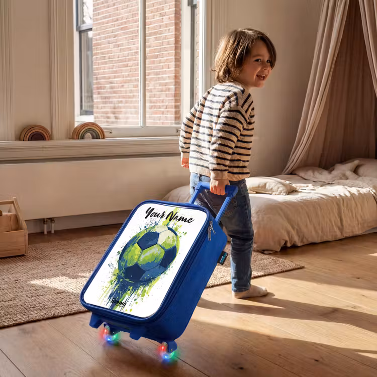 Voetbalvibes - Verf - Groen - Blauw Kinderkoffer - Blauw klein -sfeer1