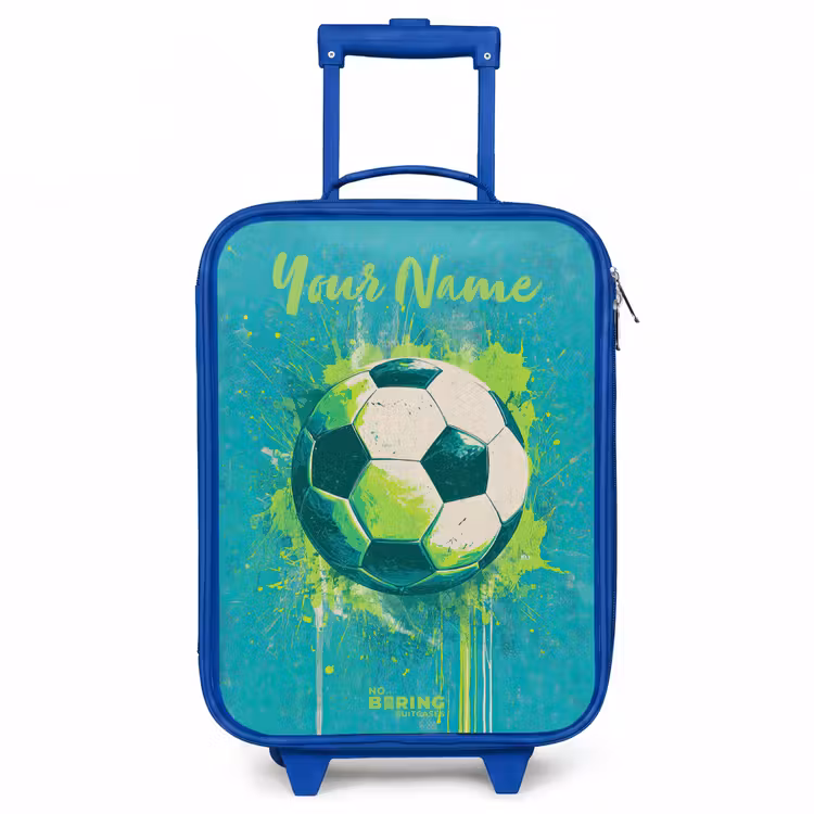 Voetbalvibes - Verfspatten - Groen - Blauw Kinderkoffer - Blauw klein -3d