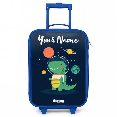 Ruimte - Dino - Planeten - Sterren Kinderkoffer - Blauw klein -3d