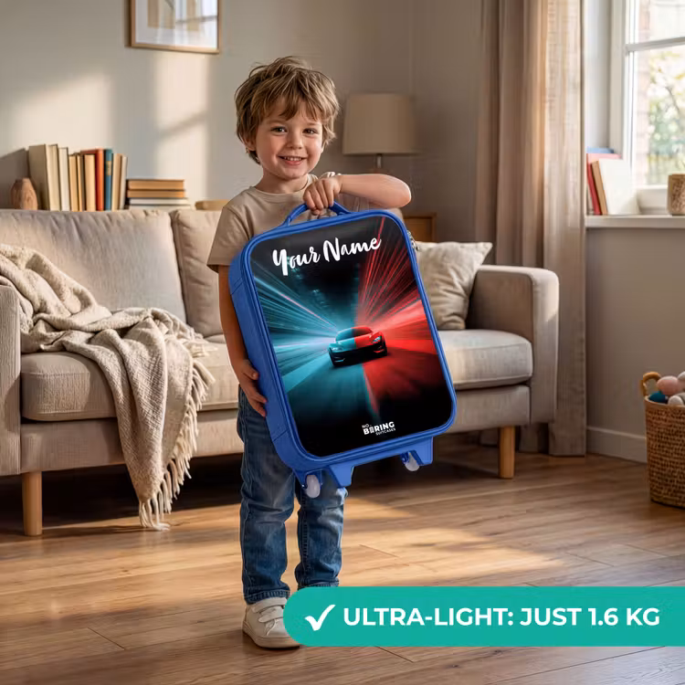 Sportauto - Blauw - Neon - Stad Kinderkoffer - Blauw klein -sfeer2_EN