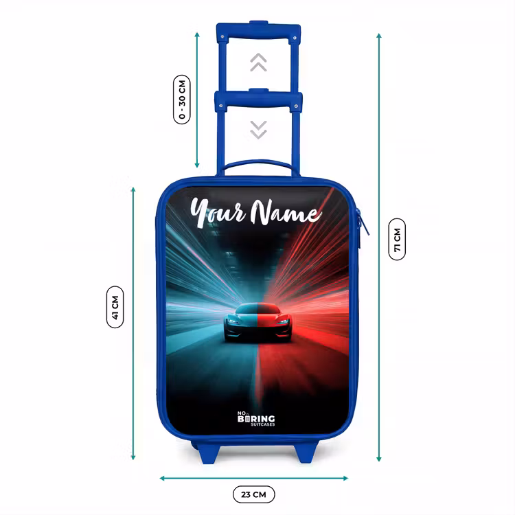 Sportauto - Blauw - Neon - Stad Kinderkoffer - Blauw klein -productfoto_formaten