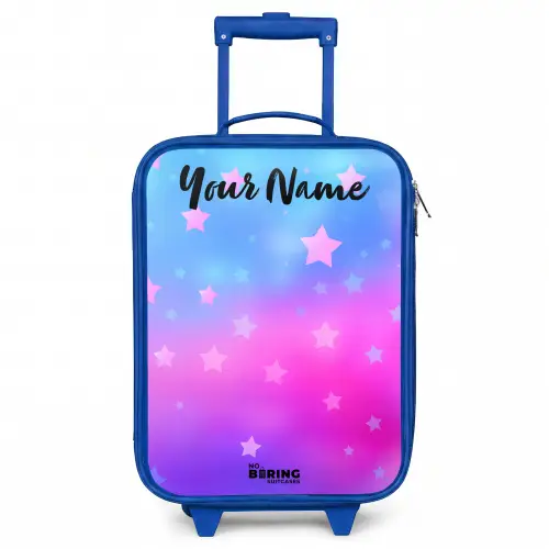 Sterren - Roze - Blauw Kinderkoffer - Blauw klein -3d