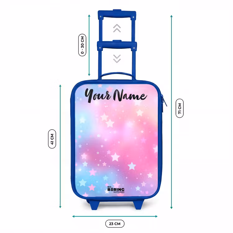 Sterren - Roze - Blauw Kinderkoffer - Blauw klein -productfoto_formaten