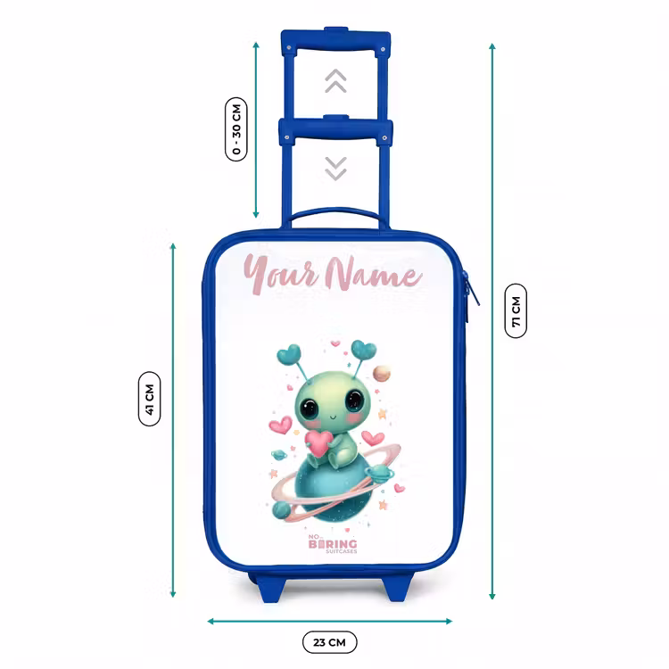 Lief buitenaards wezentje met hartje Kinderkoffer - Blauw klein -productfoto_formaten