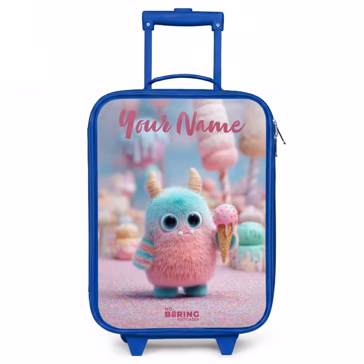 Zoet Monstersnoep Avontuur Kinderkoffer - Blauw klein -3d
