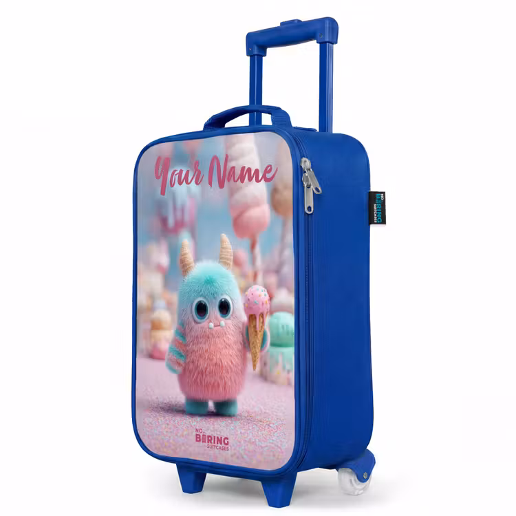 Zoet Monstersnoep Avontuur Kinderkoffer - Blauw klein -productfoto_schuin