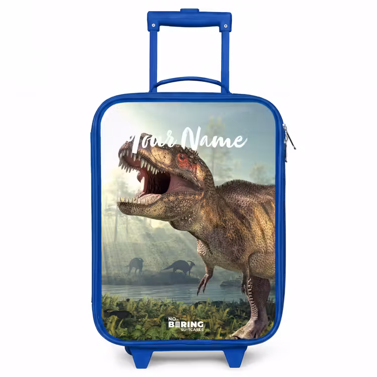 Thijs Tyrannosaurus Kinderkoffer - Blauw klein -3d