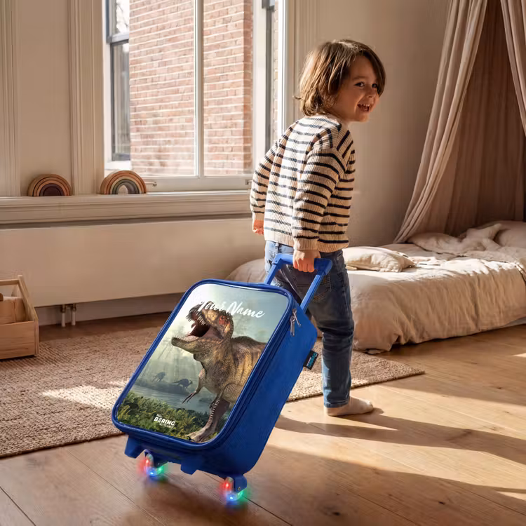 Thijs Tyrannosaurus Kinderkoffer - Blauw klein -sfeer1