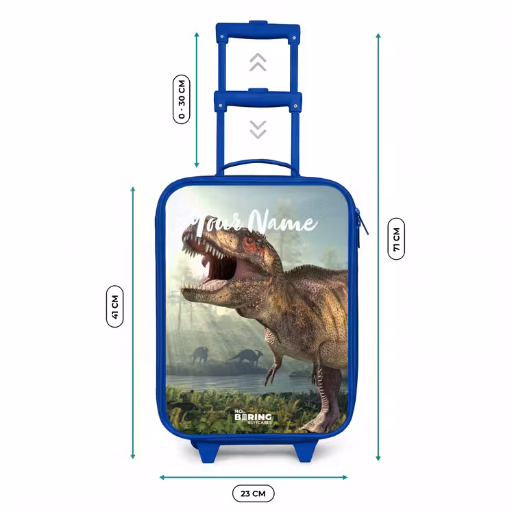 Thijs Tyrannosaurus Kinderkoffer - Blauw klein -productfoto_formaten