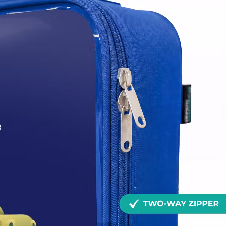 Tjibbe T-Rex Kinderkoffer - Blauw klein -rits_EN