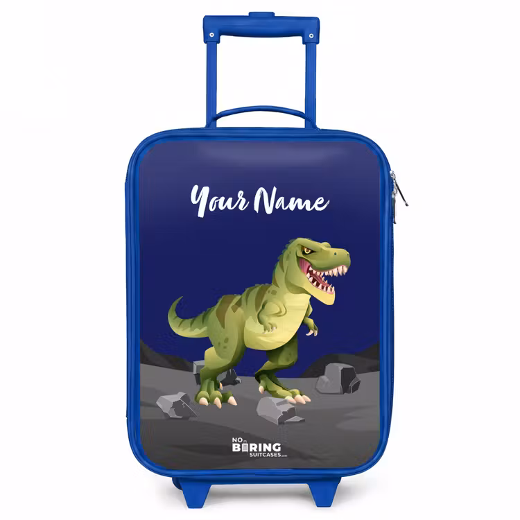 Tjibbe T-Rex Kinderkoffer - Blauw klein -3d