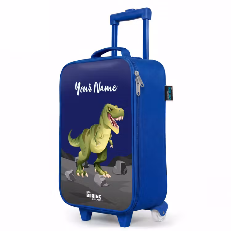 Tjibbe T-Rex Kinderkoffer - Blauw klein -productfoto_schuin