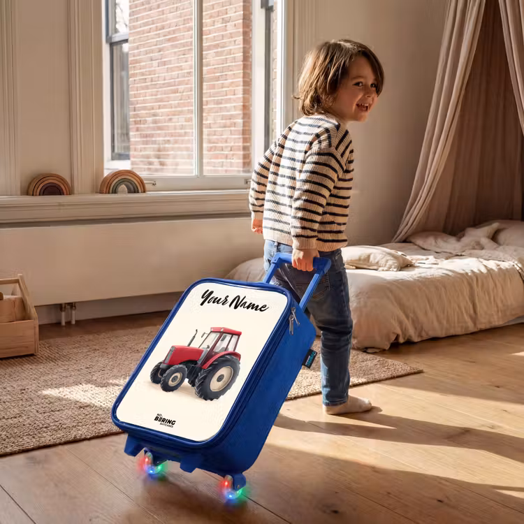 Tractor - Getekend - Rood Kinderkoffer - Blauw klein -sfeer1