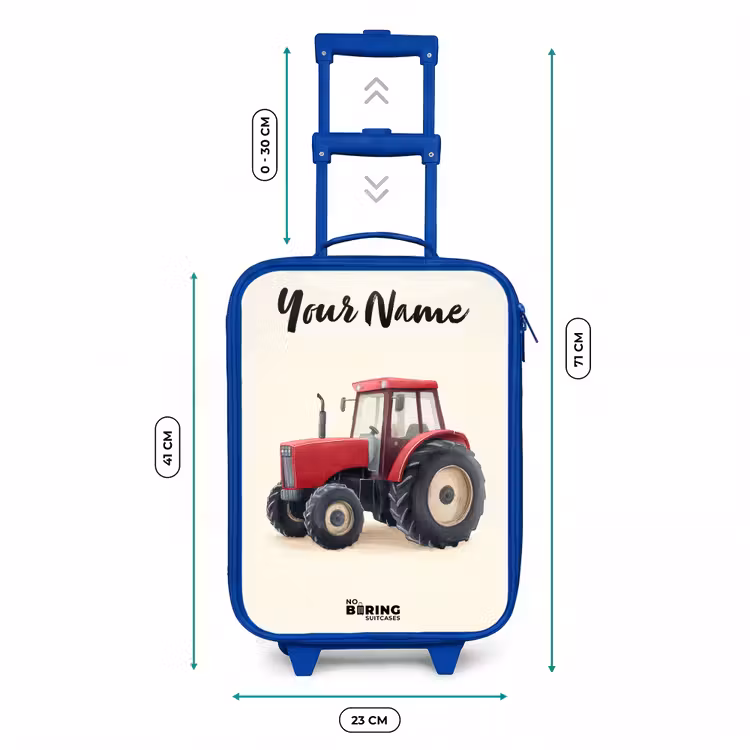 Tractor - Getekend - Rood Kinderkoffer - Blauw klein -productfoto_formaten