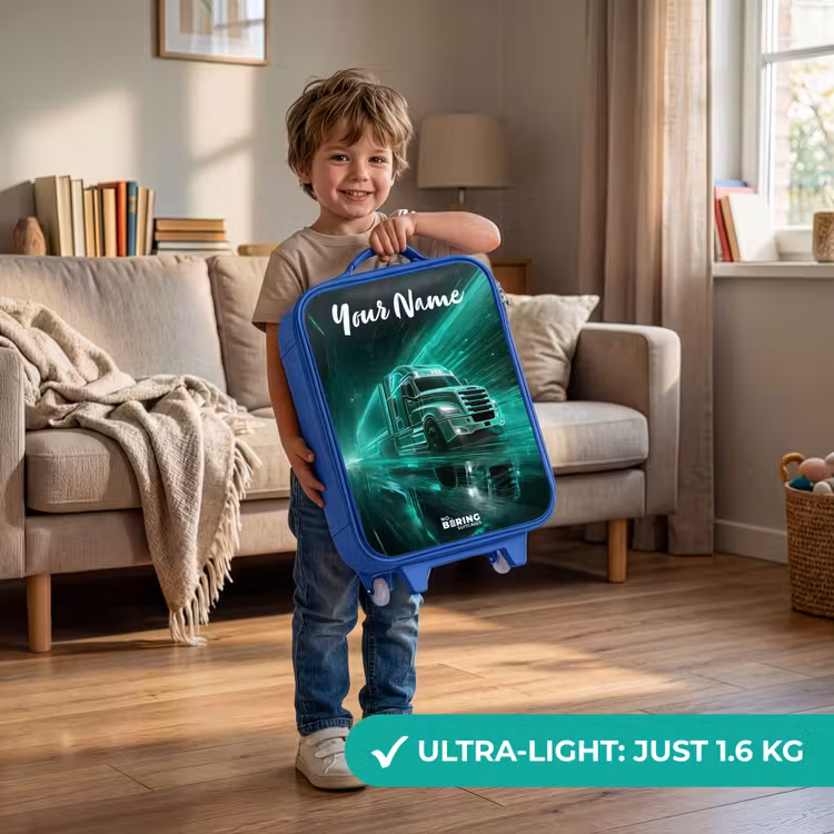 Vrachtwagen - Stad - Groen - Neon Kinderkoffer - Blauw klein -sfeer2_EN