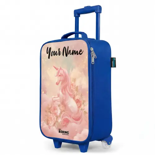 Eenhoorn - Wolken - Roze Kinderkoffer - Blauw klein -productfoto_schuin
