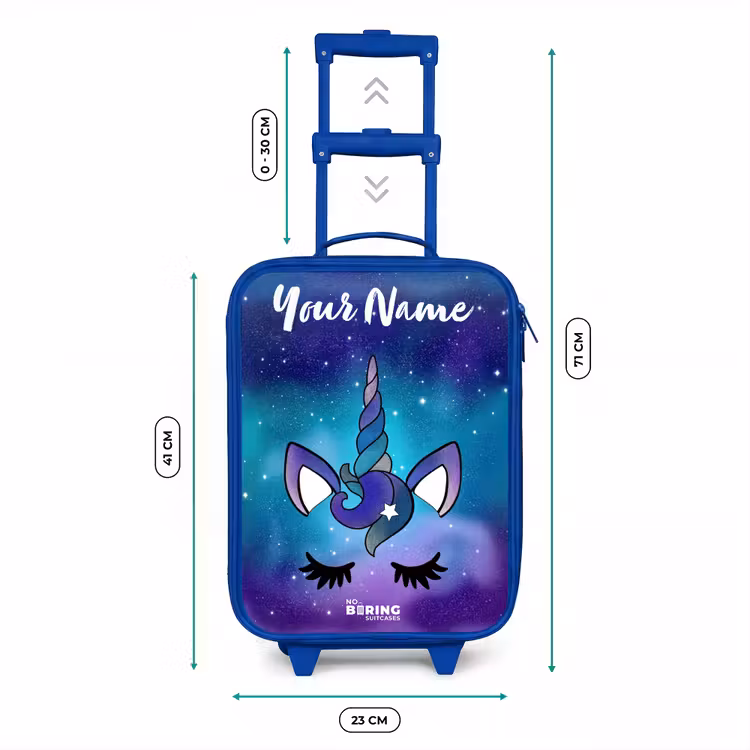 Eenhoorn - Sterrenhemel - Blauw Kinderkoffer - Blauw klein -productfoto_formaten