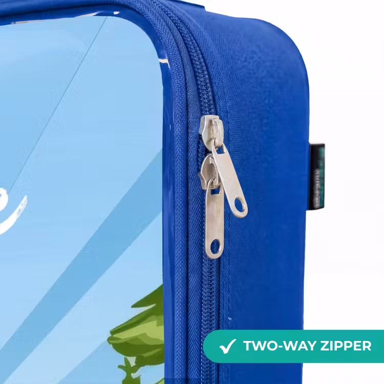 Wally werkbeer Kinderkoffer - Blauw klein -rits_EN