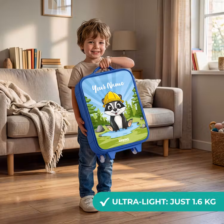 Wally werkbeer Kinderkoffer - Blauw klein -sfeer2_EN