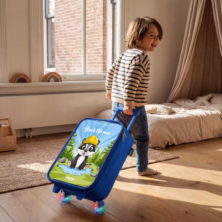 Wally werkbeer Kinderkoffer - Blauw klein -sfeer1