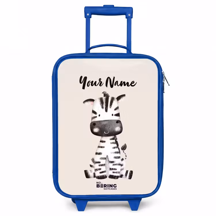 Zoë Zebra Kinderkoffer - Blauw klein -3d