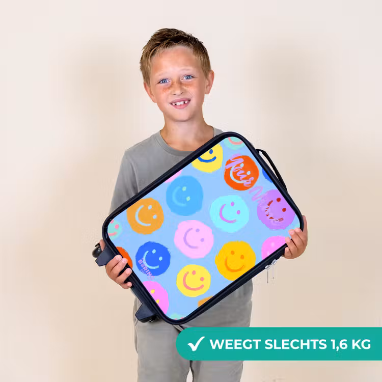 Vrolijk patroon van smileys Kinderkoffer - Zwart klein -sfeer4_NL