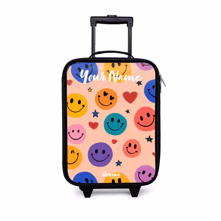Vrolijk Smiley-patroon Kinderkoffer - Zwart klein -3d