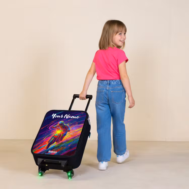 Crossmotor - Neonkleuren - Lijnen - Helm Kinderkoffer - Zwart klein -sfeer1