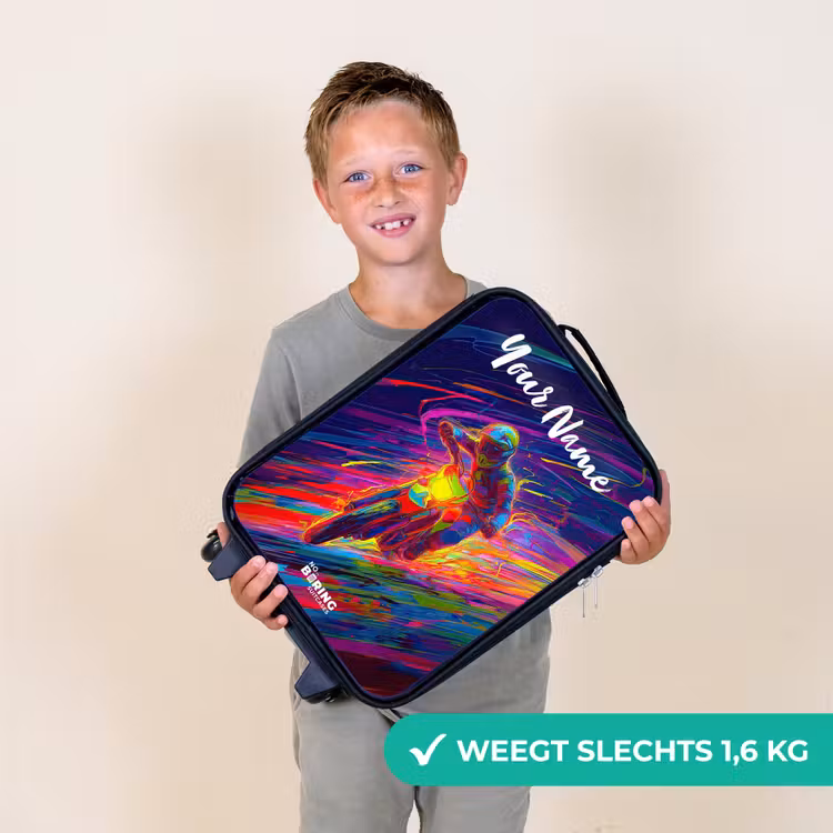 Crossmotor - Neonkleuren - Lijnen - Helm Kinderkoffer - Zwart klein -sfeer4_NL