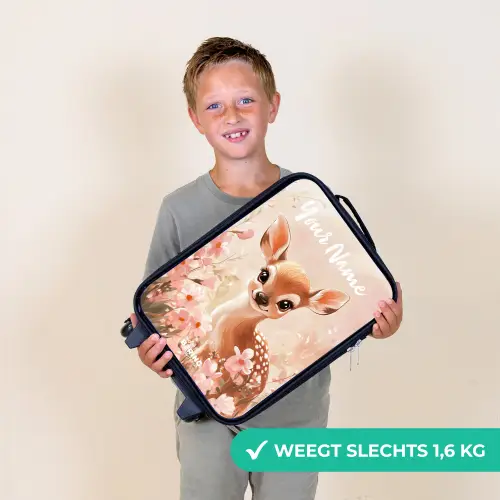 Hertje - Bloemen - Stippen - Roze Kinderkoffer - Zwart klein -sfeer4_NL