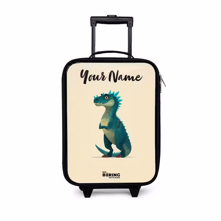 Dino - Dier - Blauw - Groen Kinderkoffer - Zwart klein -3d