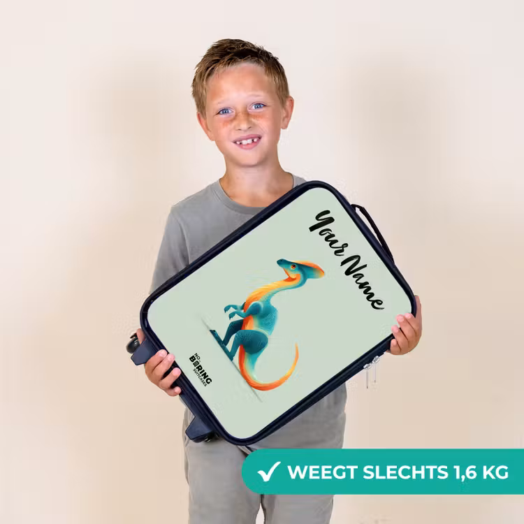Dino - Blauw - Dier Kinderkoffer - Zwart klein -sfeer4_NL