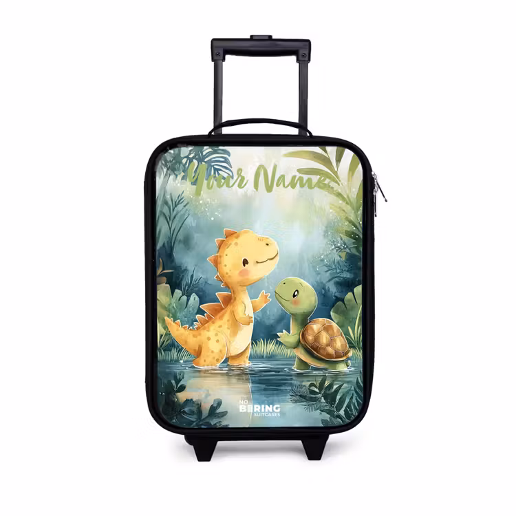 Dino - Schildpad - Jungle Kinderkoffer - Zwart klein -3d