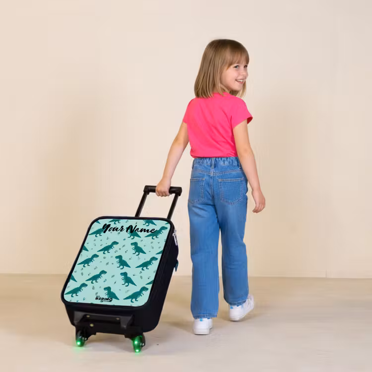 Dinos - Patroon - Groen Kinderkoffer - Zwart klein -sfeer1